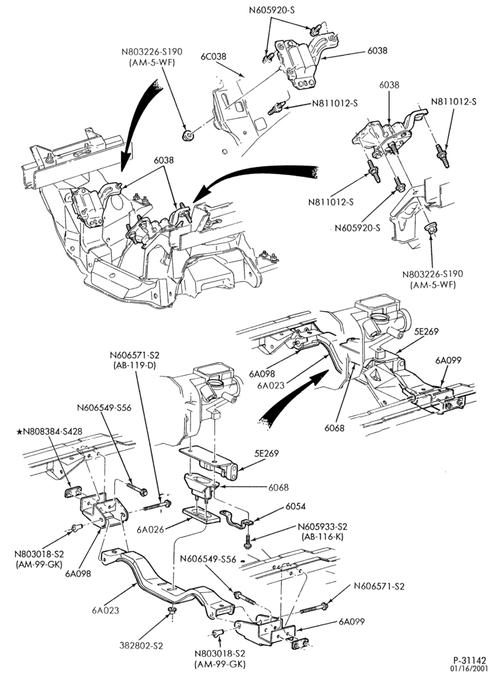 Схема 8 CYL. 4.6L - DOHC-Engine supports