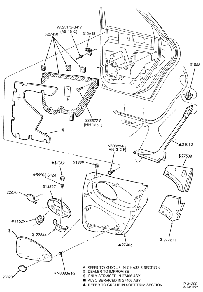 Схема SOFT, INTERIOR TRIM-Interior trim panels - rear door & lower quarter
