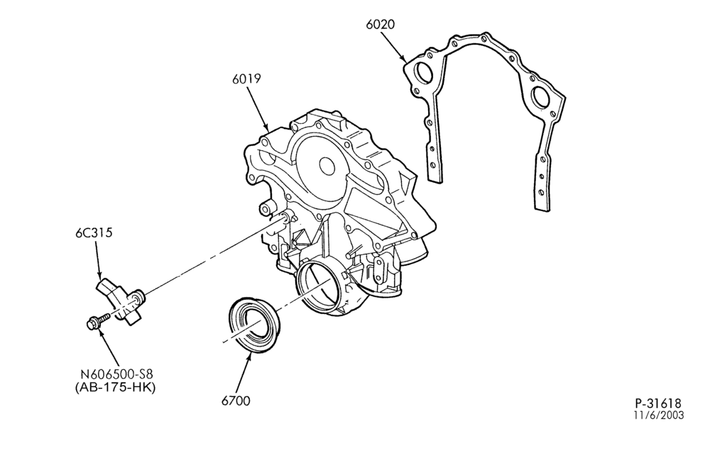 Схема 6 CYL. 3.0L - EXC. DOHC-Front cover & related parts