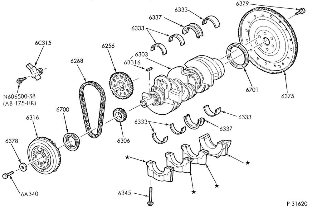 Схема 6 CYL. 3.0L - EXC. DOHC-Crankshaft & flywheel