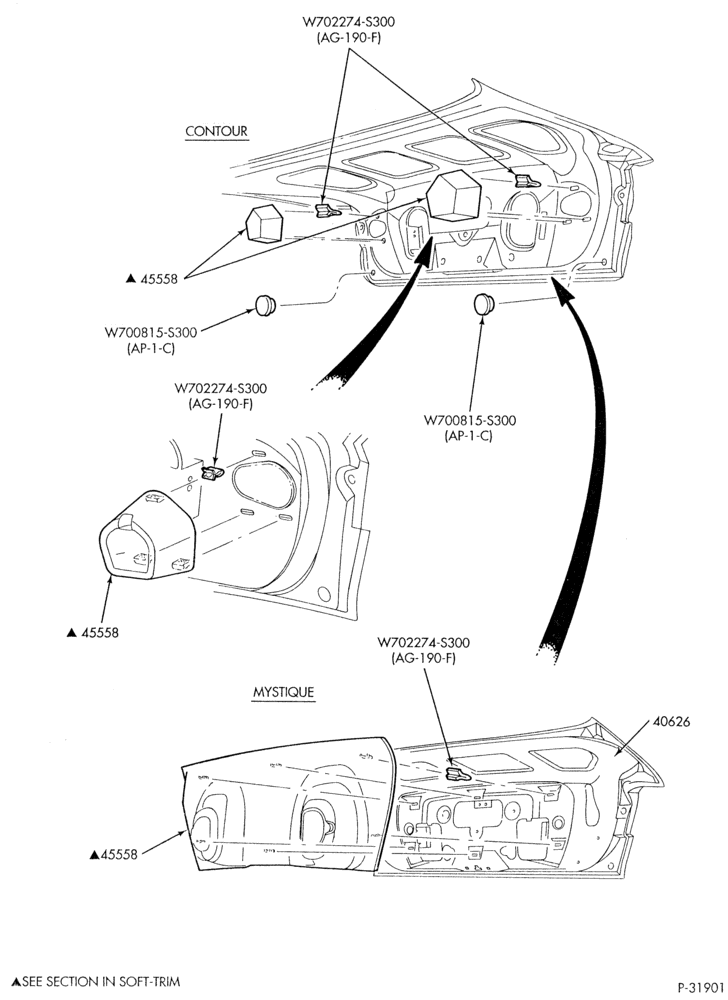 Схема SOFT, INTERIOR TRIM-Luggage compartment trim - decklid trim