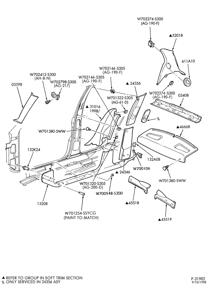 Схема SOFT, INTERIOR TRIM-A, B, C pillar trim & scuff plates