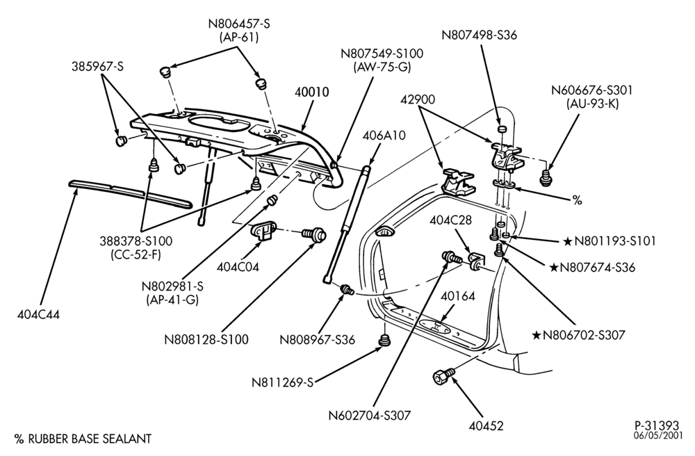 Схема ROOF-Liftgate & related parts - B/T 74