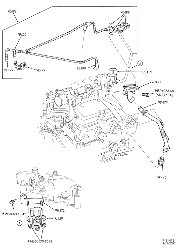 Схема 6 CYL. 3.0L - EXC. DOHC-Emission system - exhaust gas recirculation (E.G.R.)