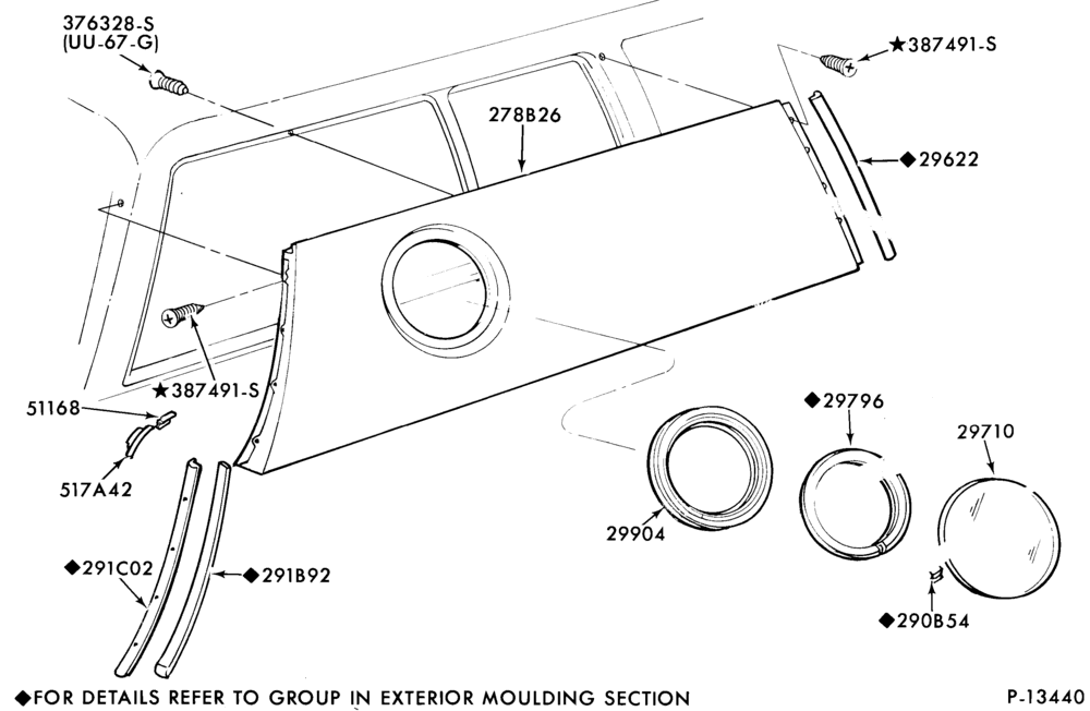 Схема BODY SIDES AND QUARTER-(quarter panel)     - body type 73 (Youth Van)-Pinto