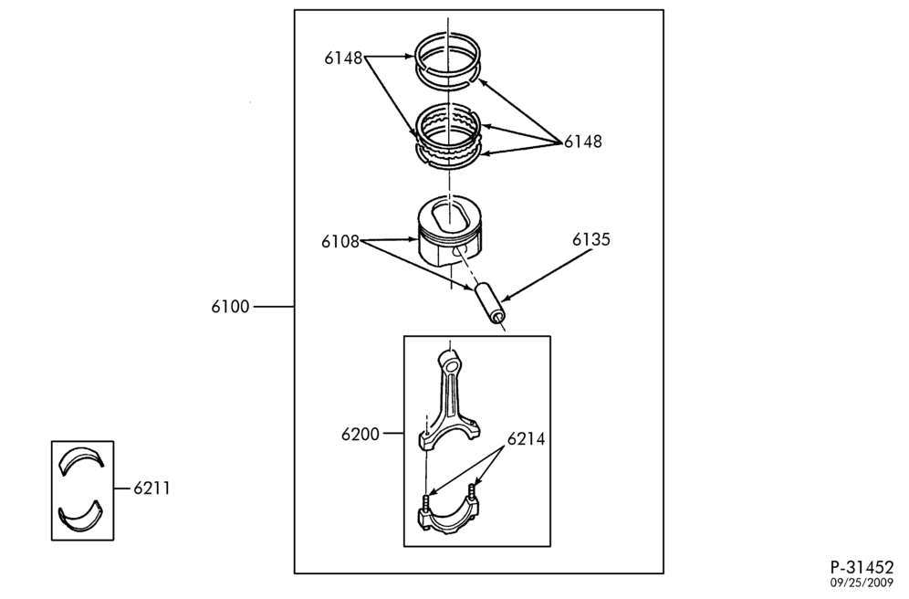 Схема 6 CYL. 4.2L-Piston & connecting rod-F150 (exc. 7700)