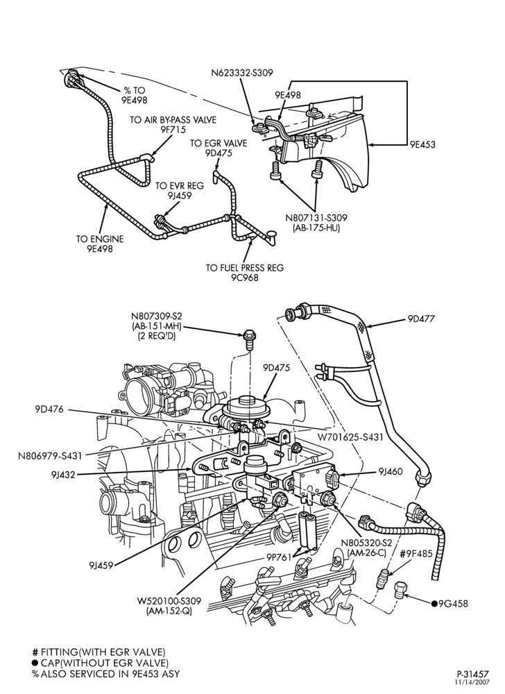 Схема 8 CYL. 5.4L-EGR system & related parts - exc. NGV