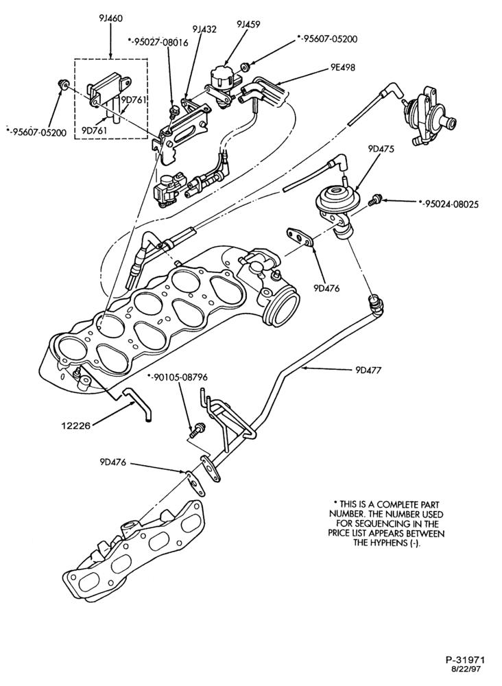 Схема 8 CYL. 3.4L - SHO - E (TAURUS)-Emission system - exhaust gas recirculation (E.G.R.)