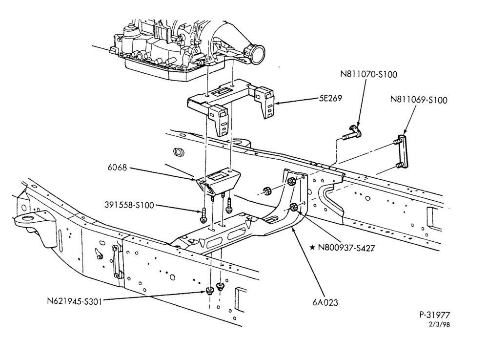 Схема 8 CYL. 4.6L-Engine supports - rear with AODE-W trans.-F150