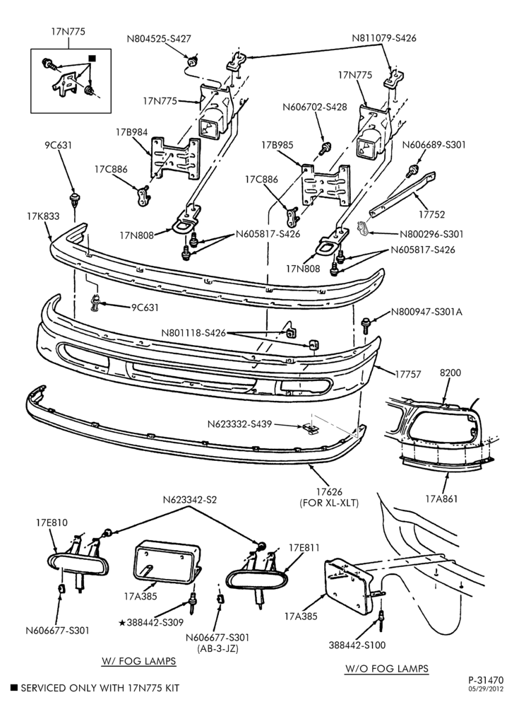 Схема BUMPERS-Front bumper parts-F150/250