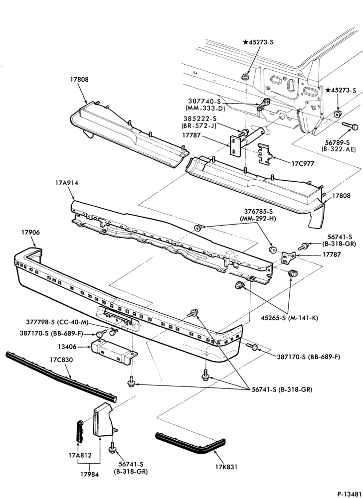 Схема SPEEDOMETER, BUMPERS, MIRRORS AND WIPERS-Bumper- rear