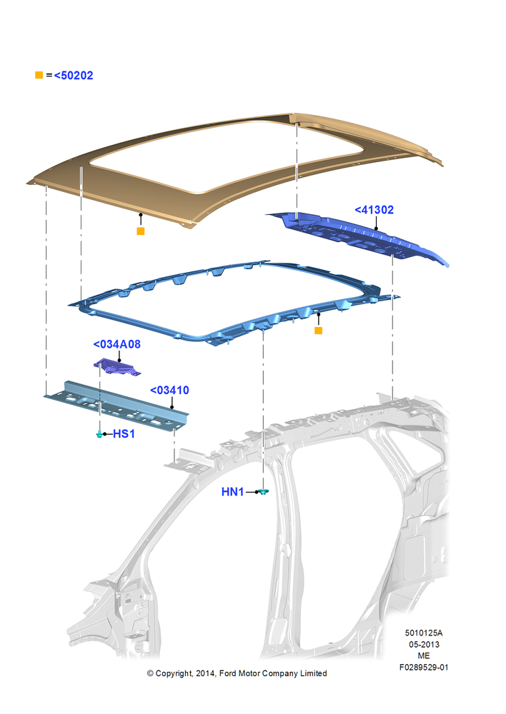 Схема Крыша — панели, Roof Conv-Panorama Pwr/Open; 21.04.2014–13.08.2019