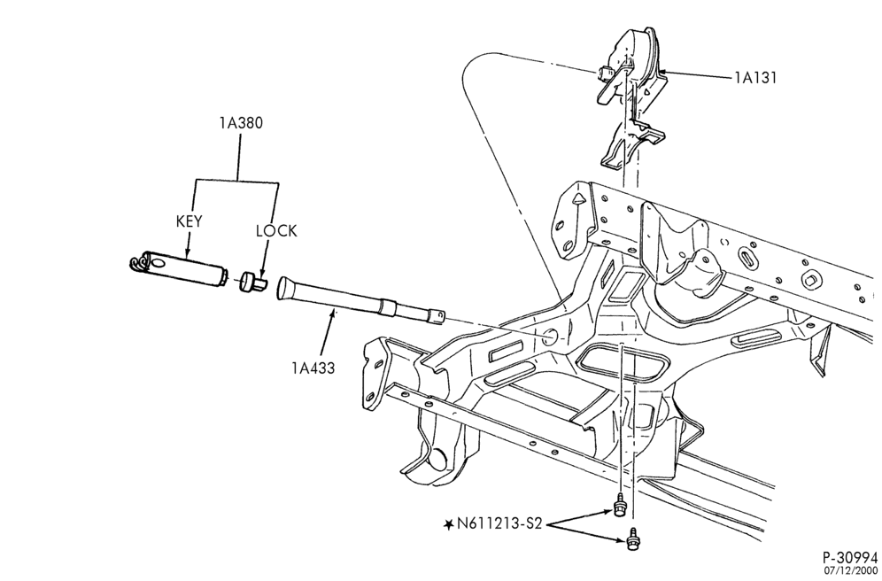 Схема SPARE WHEEL CARRIERS-Spare wheel carriers - frame mounted - winch system-F150/250 - Under 8500# GVW, F