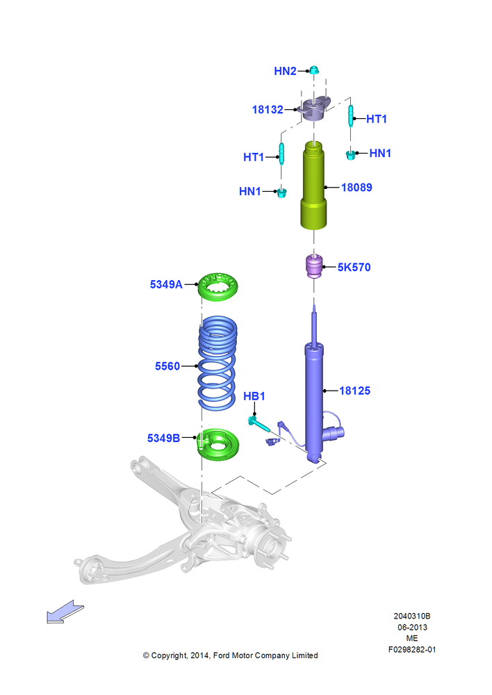 Схема Задние пружины и амортизаторы, Continuous Cntrl Damping Suspension; 21.04.2014–13.08.2019