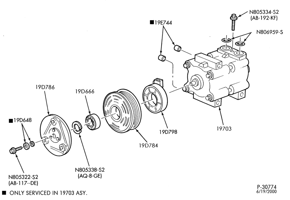 Схема AIR CONDITIONER-Compressor & clutch - 6 cyl. 2.5L