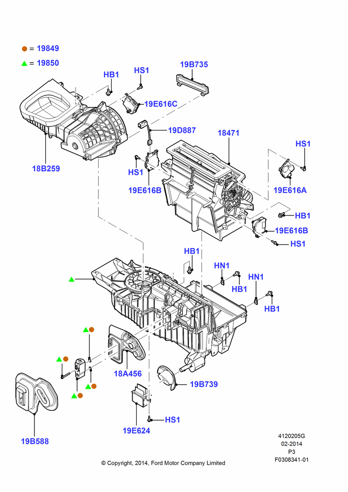 Схема Климат — наружные компоненты, Dual Zone Automatic Air Cond; 08.03.2014