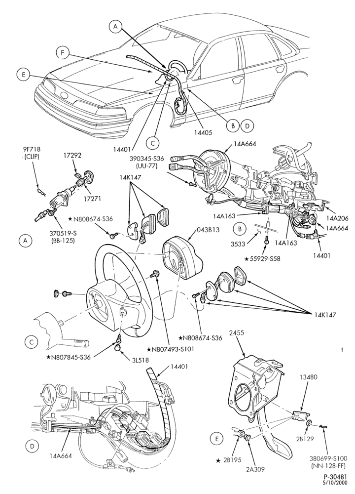 Схема Воздушная заслонка, ACCELERATOR AND SPEED CONTROL-Speed control - passenger compartment - Page A