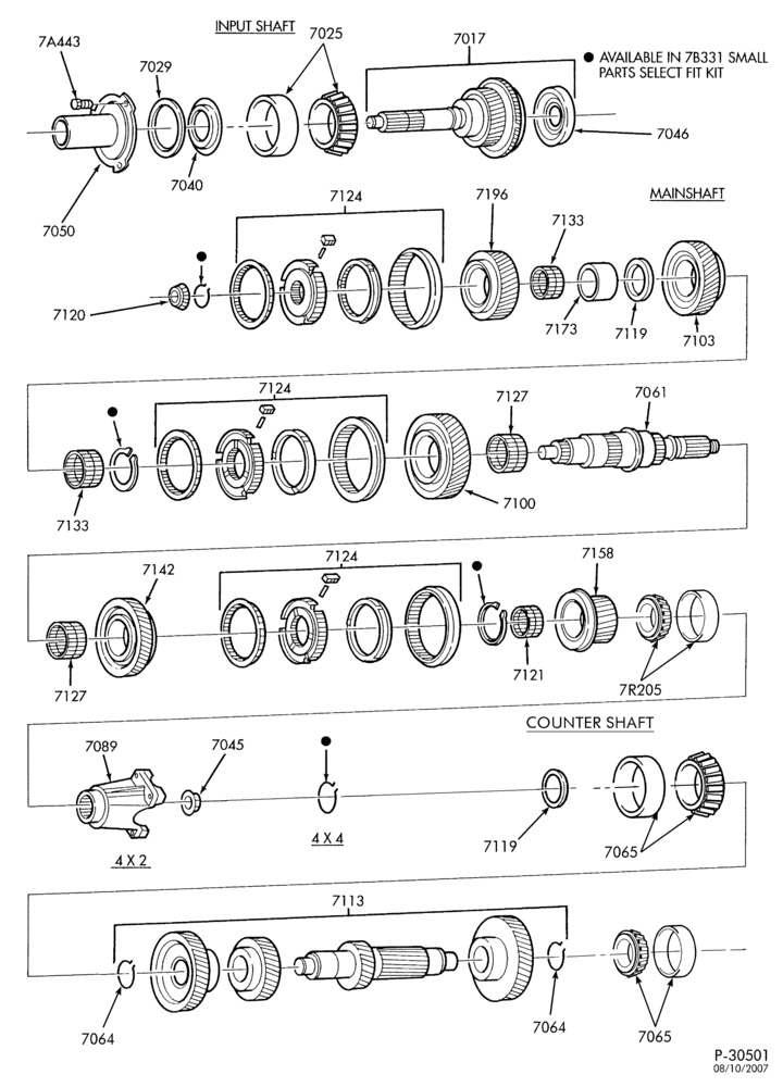 Схема TRANSMISSION INSTALLATION-Transmission gear train - 5 speed - ZF-F250/Over 8500# GVW, F350, F(