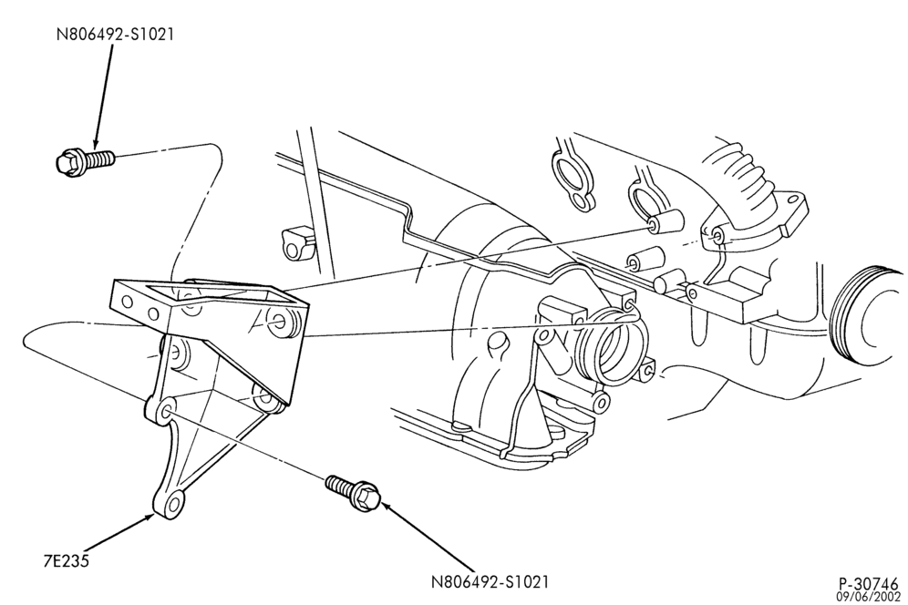 Схема AX4N TYPE - EXTERNAL PARTS-Transmission to engine brace - 6 cyl. 3.0L - exc. DOHC
