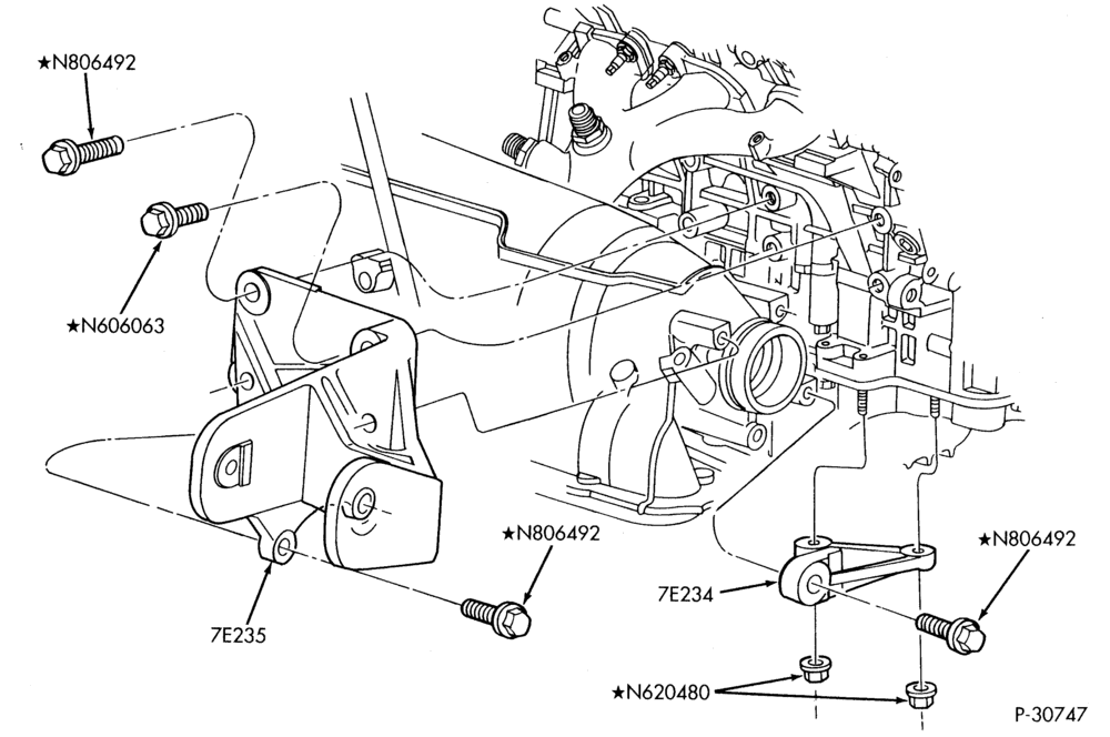 Схема 4F50N TYPE - EXTERNAL PARTS-Transmission to engine brace - 6 cyl. 3.0L - DOHC