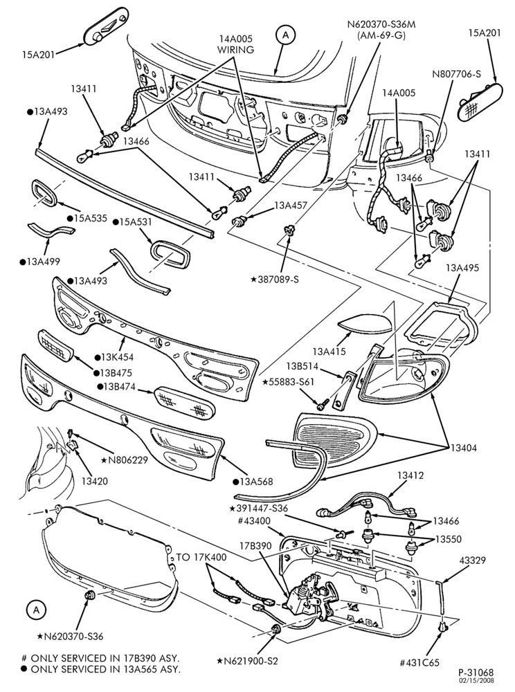 Схема LAMPS-Rear, backup, license plate & bodyside marker - B/T 74