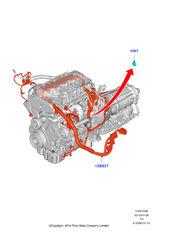 Схема Проводка двигателя и КПП, 3.2L Duratorq-TDCi (200PS) - Puma, Engine And Transmission Assemblies; 21.04.2014