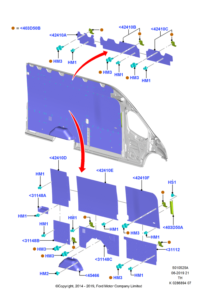 Схема Боковая отделка, Regular Cargo Van, Bodyside Less Load Doors; 21.04.2014