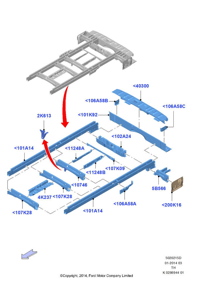Схема Rear Chassis Members, All Medium Series, Regular Cargo Van; 21.04.2014