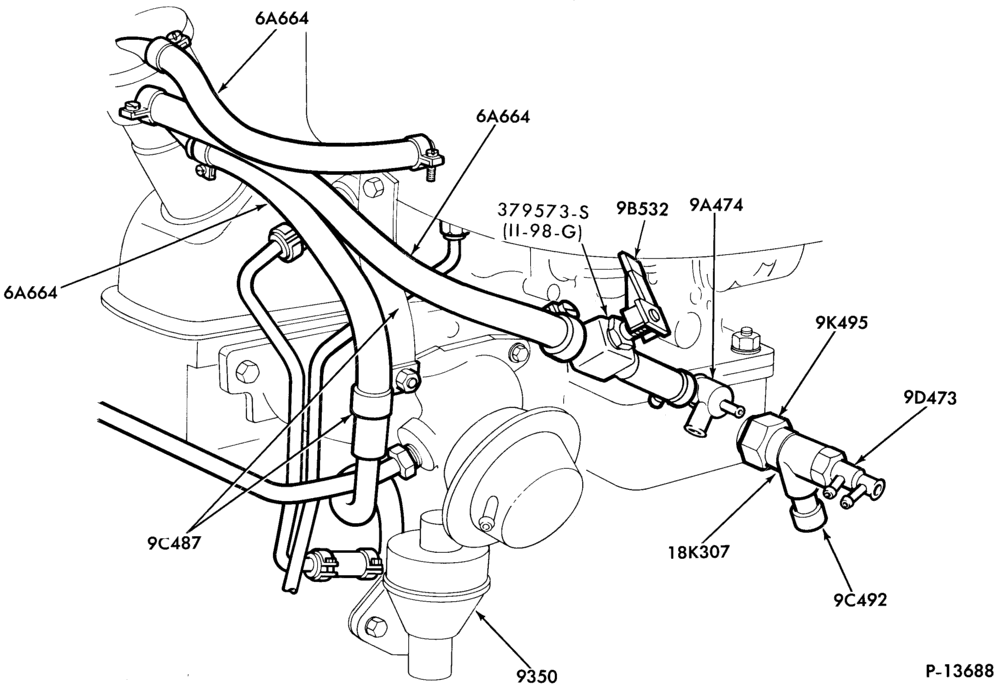 Схема 4 CYL. 1.6L (98 C.I.D.)-Crankcase ventilation system- exc. Calif.