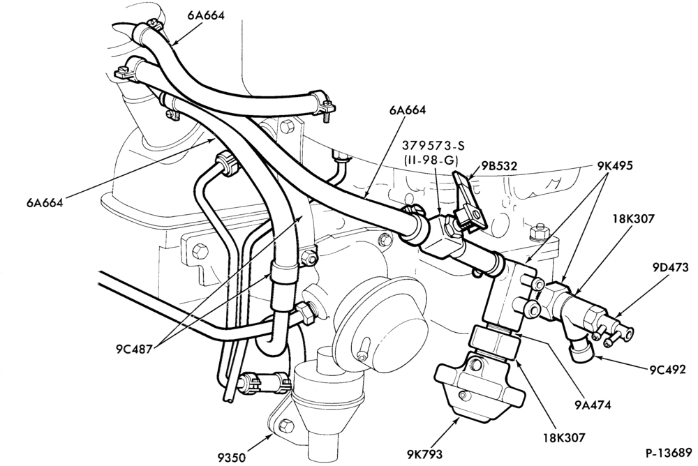 Схема 4 CYL. 1.6L (98 C.I.D.)-Crankcase ventilation system- Calif. only