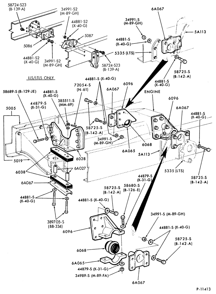 Схема 6 CYL. 14.6L (893 C.I.D.) DIESEL-(front and rear)-L-LL-LT-LTL900