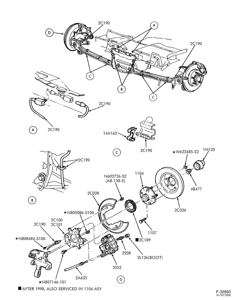 Схема BRAKES-Brake assembly - disc rear - mounting - B/T 54
