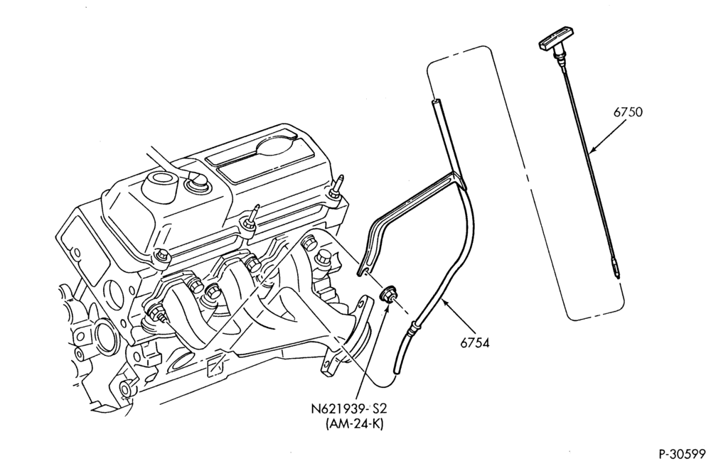 Схема 6 CYL. 4.2L-Oil level indicator & tube-F150/250-Under 8500# GVW