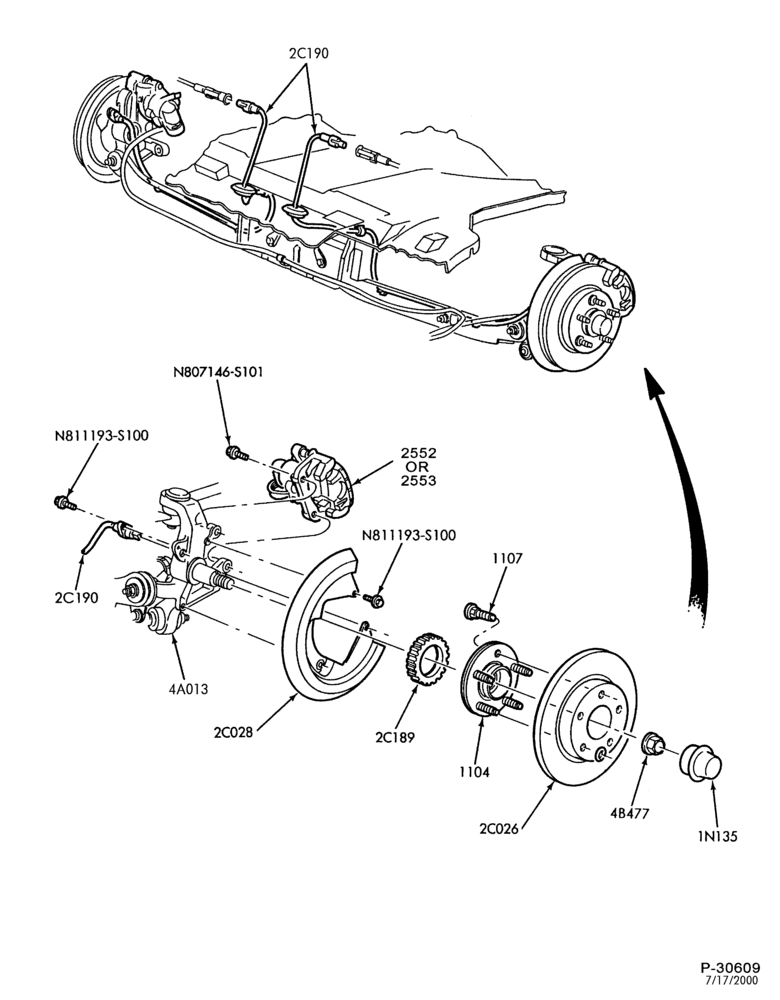 Схема BRAKES-Brake assembly - disc rear - mounting & related parts