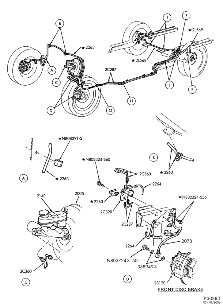Схема BRAKES-Brake system - B/T 54 - without anti-lock - Page A