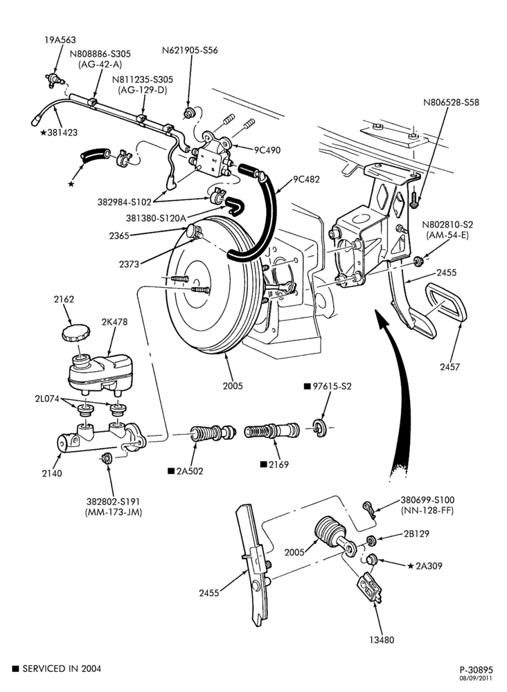 Схема BRAKES-Brake booster & pedal installation