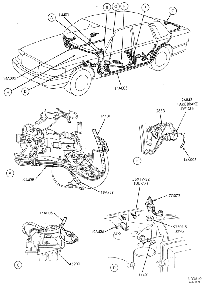 Схема Стартер, IGNITION AND HEADLAMP SWITCHES-Anti-theft alarm, wiring & related parts - Page A