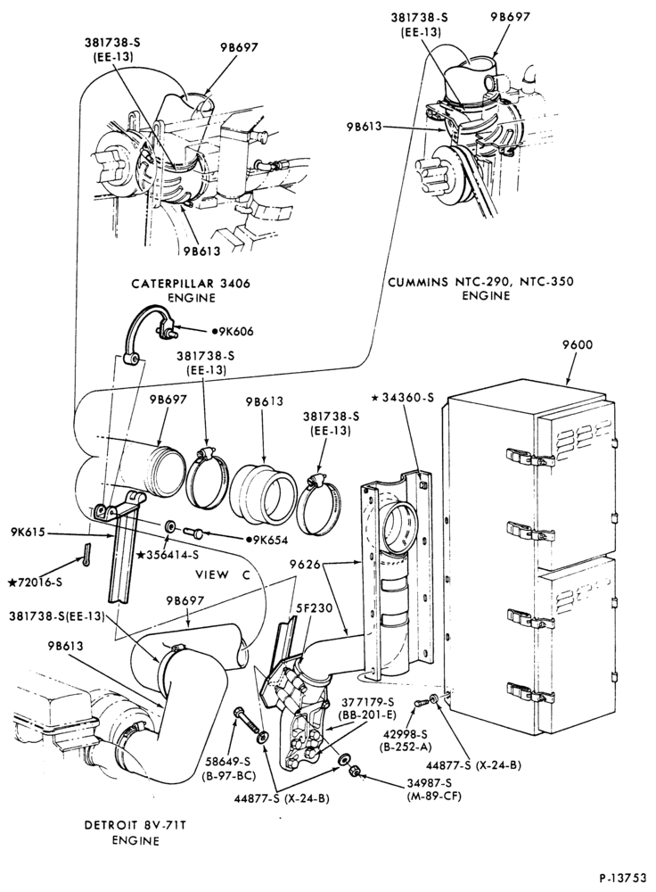 Схема DETROIT 8V-71-(dry type) CL-CLT900- (8V-71T)-frame mounted- (Farr Slimline)