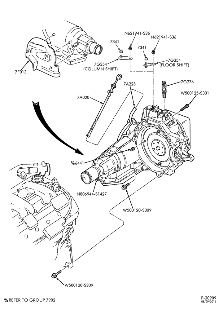 Схема AX4N TYPE - EXTERNAL PARTS-Transmission installation - 6 cyl. 3.0L - DOHC