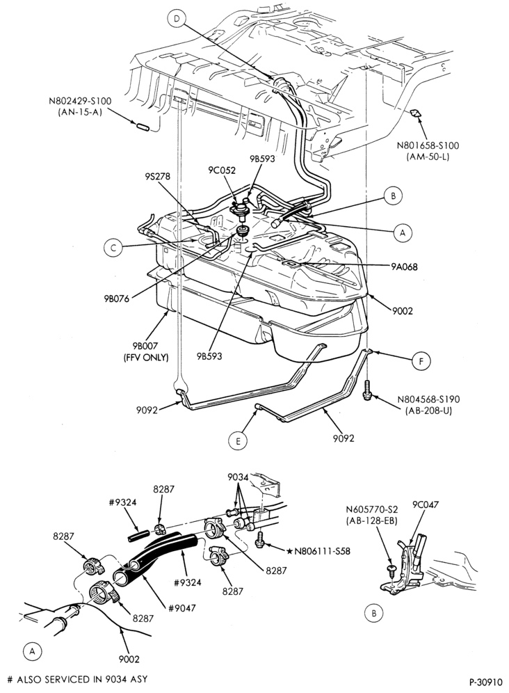 Схема 6 CYL. 3.0L - EXC. DOHC-Fuel system - tank installation - Page A