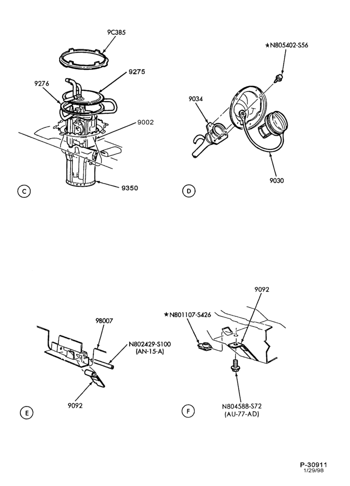 Схема 6 CYL. 3.0L - EXC. DOHC-Fuel system - tank installation - Page B