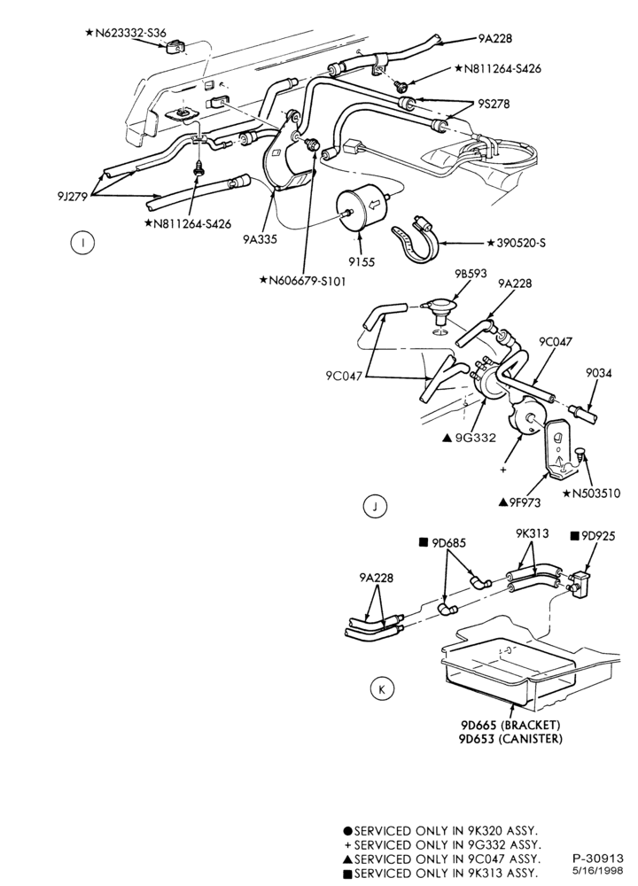 Схема 8 CYL. 3.4L - SHO - E (TAURUS)-Fuel system - line installation - Page B