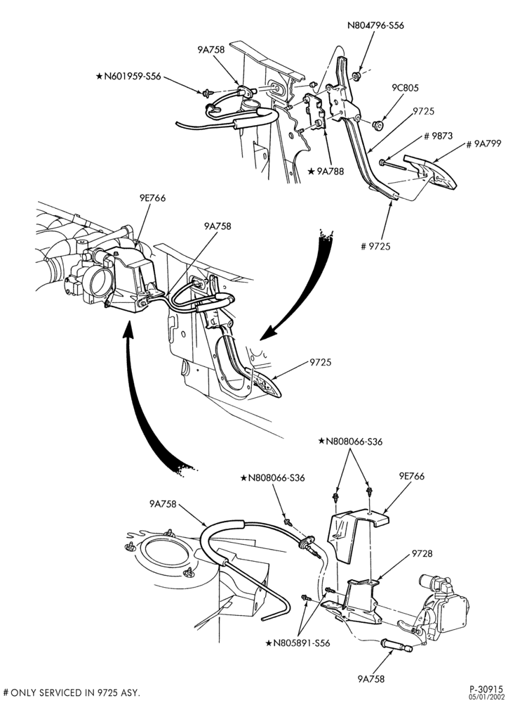 Схема 8 CYL. 3.4L - SHO - E (TAURUS)-Accelerator linkage