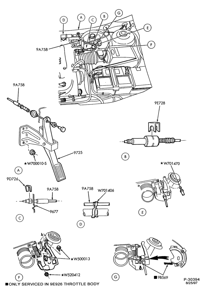 Схема 6 CYL. 2.5L-Accelerator linkage - w/o speed and/or traction control