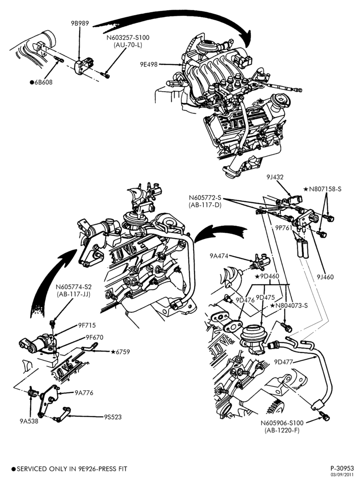 Схема 6 CYL. 3.0L-Emission system - exhaust gas recirculation (E.G.R.) - with E.G.R.