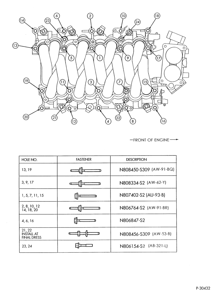 Схема FUEL SYSTEM AND CALIBRATION-Intake manifold bolts