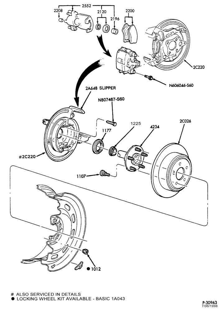 Схема BRAKES-Brake assembly - rear disc brake & related parts-B