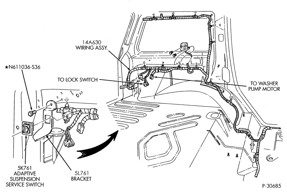 Схема ELECTRICAL SYSTEMS-Suspension service switch & related parts-B