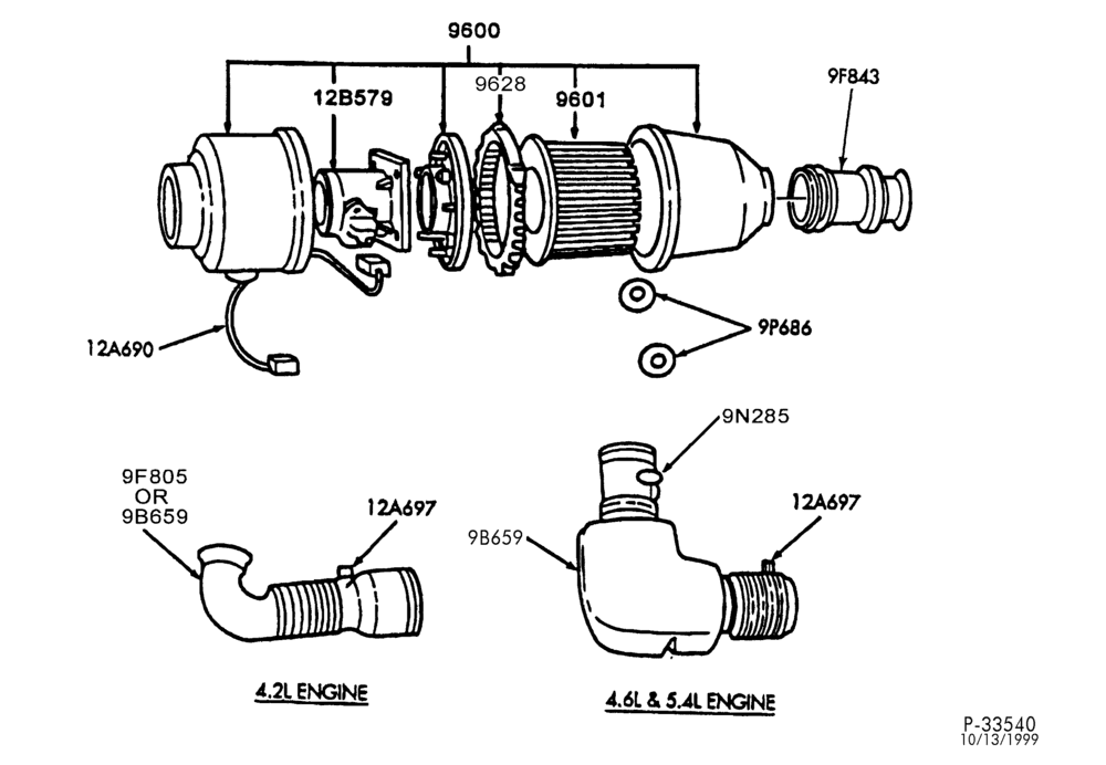 Схема 8 CYL. 4.6L & 5.4L-Air cleaner