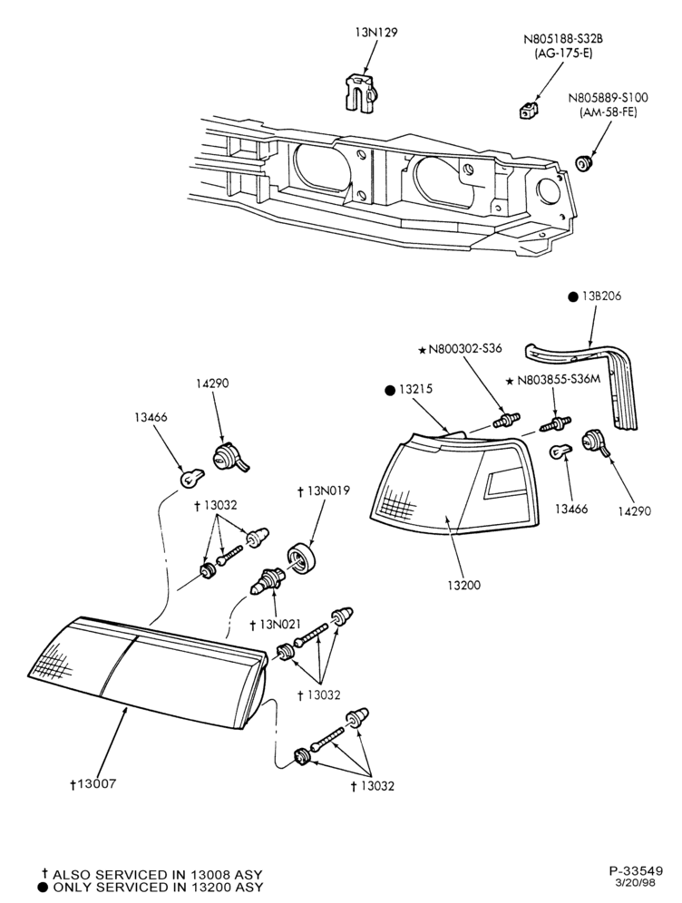Схема LAMPS-Headlamp, parking, front fender side marker & cornering lamp - Cougar